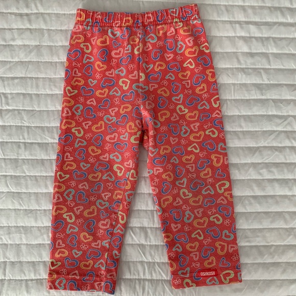 OshKosh Leggings Pants VTG Logo Pull On Stretch Hearts Peach Orange Girls 18M - Picture 1 of 14